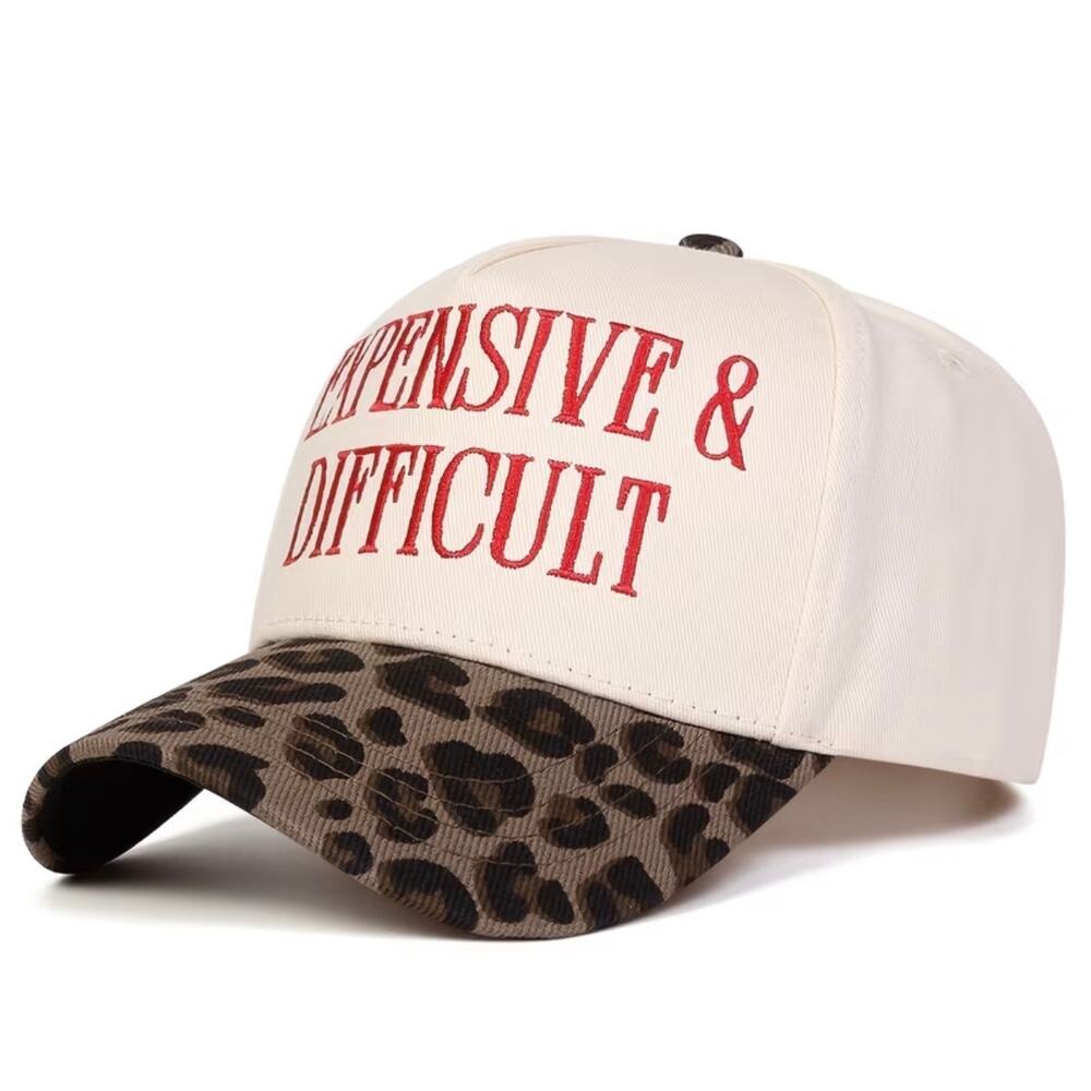Expensive & Difficult Baseball Hat Cream Leopard Print